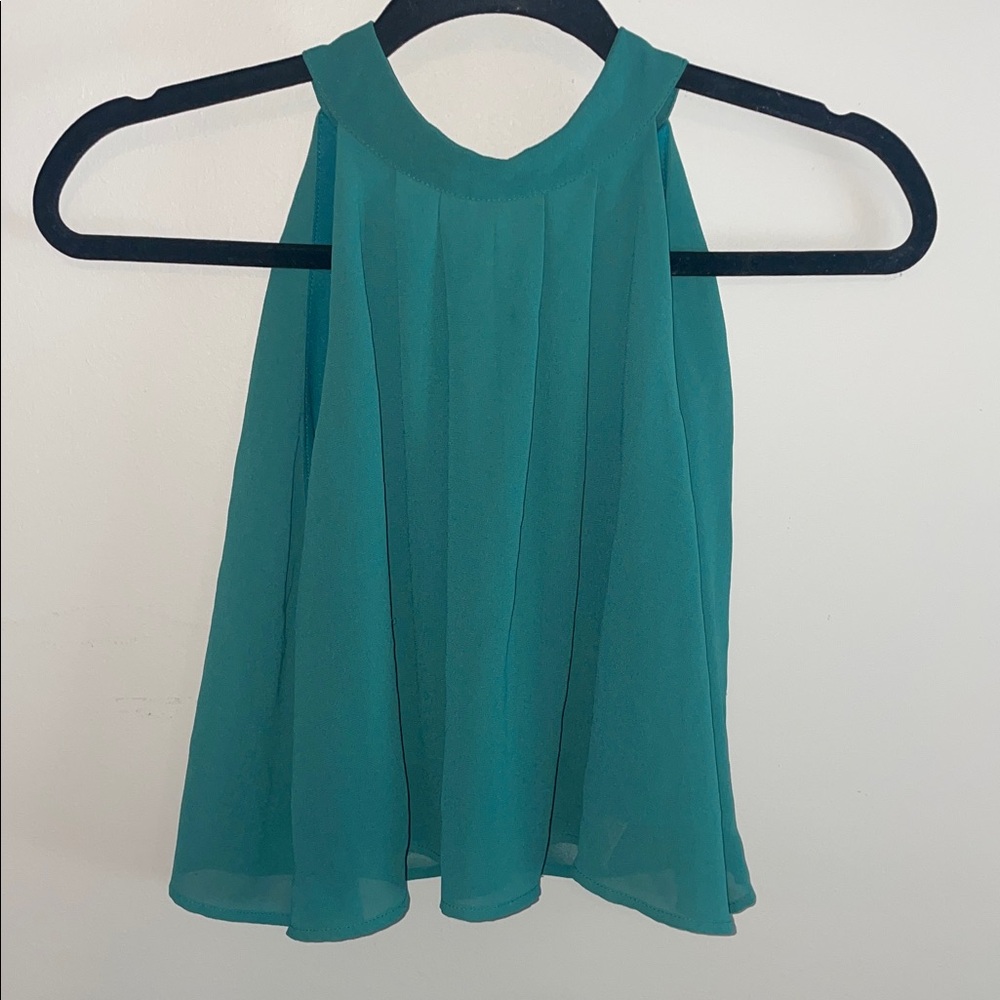 Forever 21 Teal Pleated Halter Cami Top